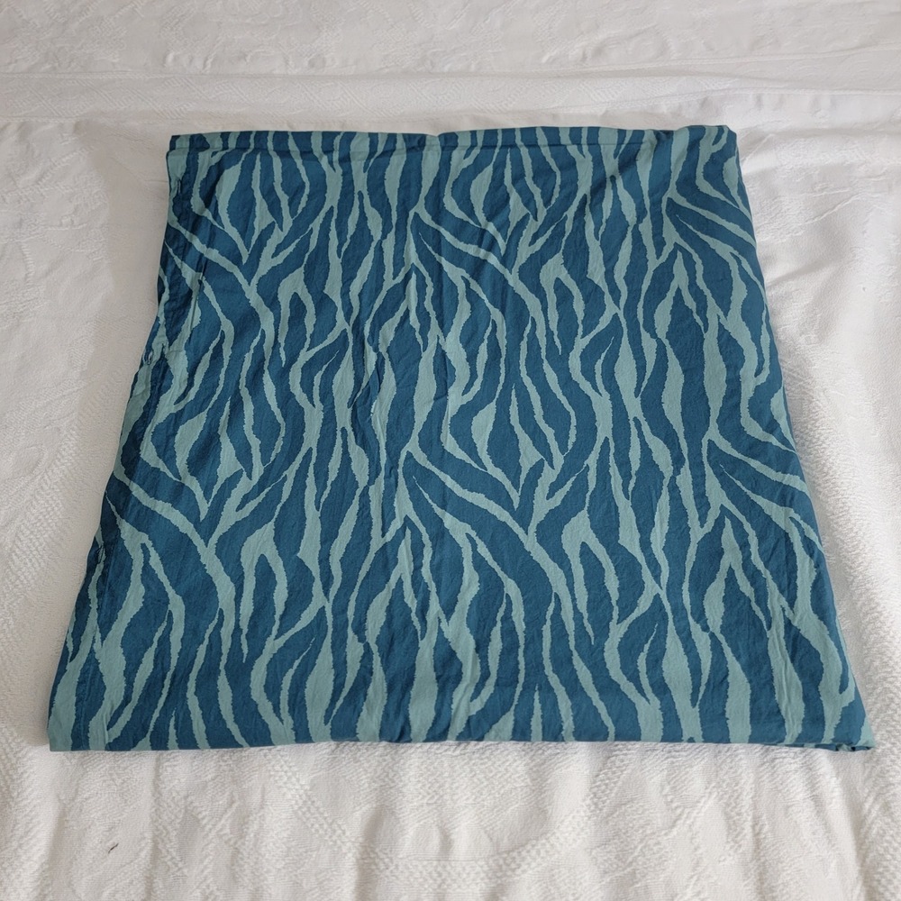 The Company Store Blue‎ Zebra Print 100% Cotton Duvet Cover King Teal Animal
